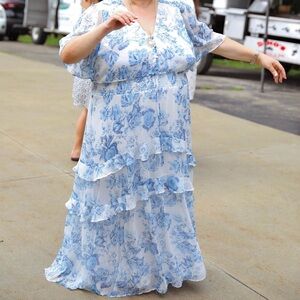 Floral Blue and White Maxi Dress